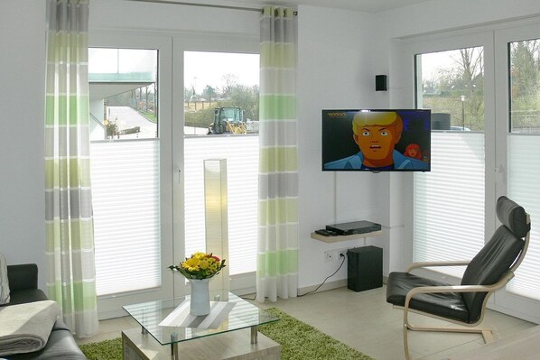 TV, DVD player, stereo