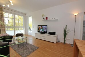 TV, DVD player, stereo