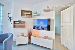 TV, DVD player, stereo