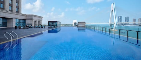 Outdoor pool, pool umbrellas