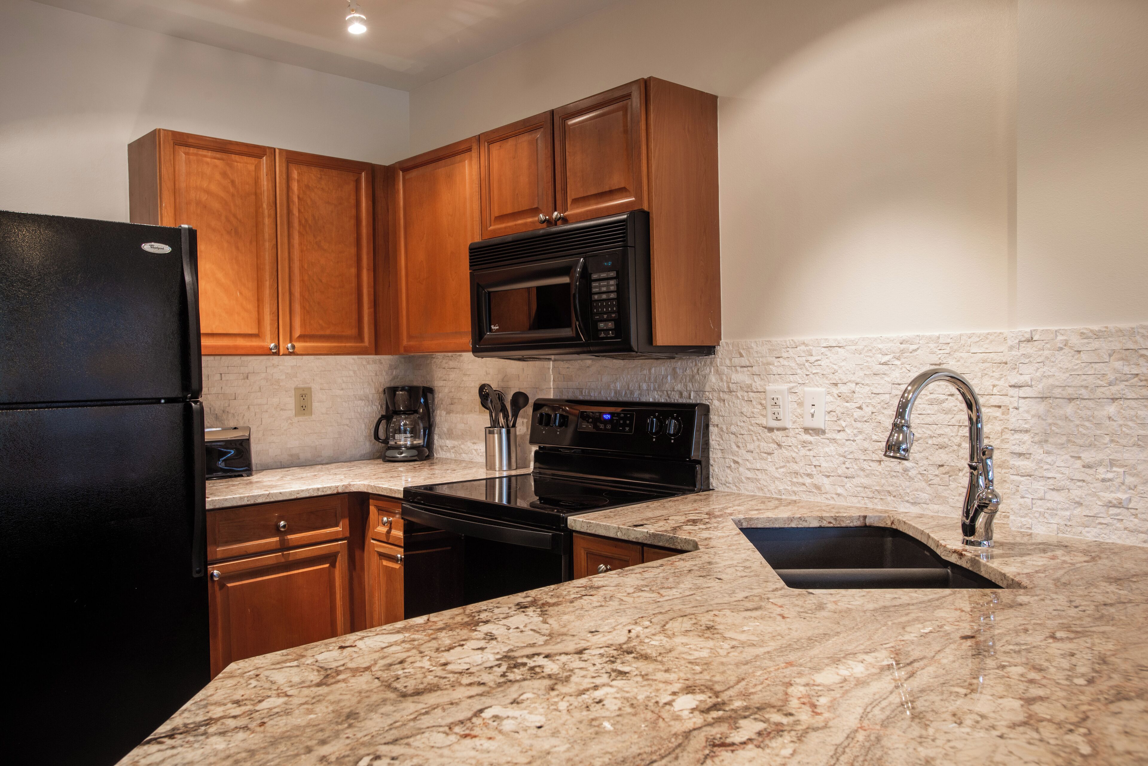 Fridge, microwave, oven, dishwasher