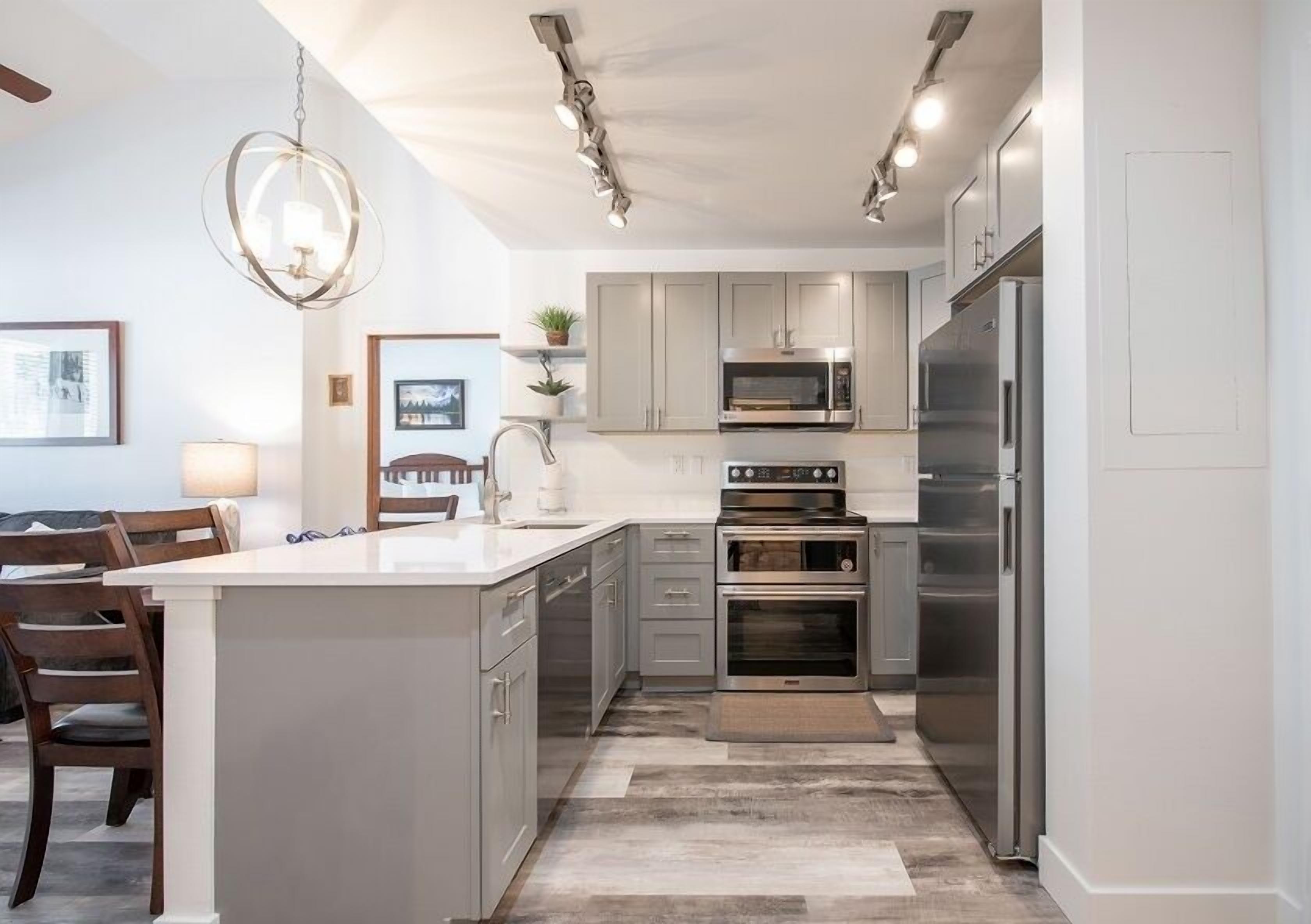 Fridge, microwave, oven, dishwasher