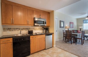 Microwave, dishwasher, coffee/tea maker, toaster