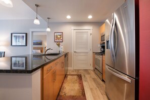 Fridge, microwave, oven, dishwasher