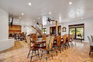Dining - 8 BR Private Ranch w/ views, river access, pool, hot tub, pickle ball and more! (Wimberley)