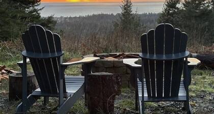 Dog-friendly cabin tucked Into the trees with WiFi, washer/dryer, & ocean views