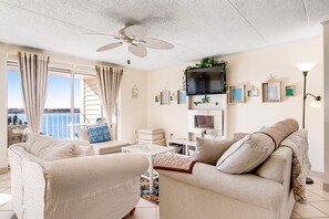 TV - Sunny, Bay View Condo with Free WiFi, Full Kitchen, Central A/C, & Shared Pool (Ocean City)