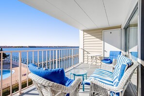 Terrace/patio - Sunny, Bay View Condo with Free WiFi, Full Kitchen, Central A/C, & Shared Pool (Ocean City)