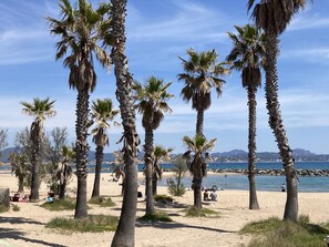 A beach with palm trees and a clear view of the sea. - Feel at home at "Les Orchidées de Saint Aygulf" (Fréjus)