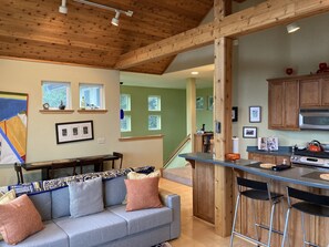 TV, fireplace, DVD player, books