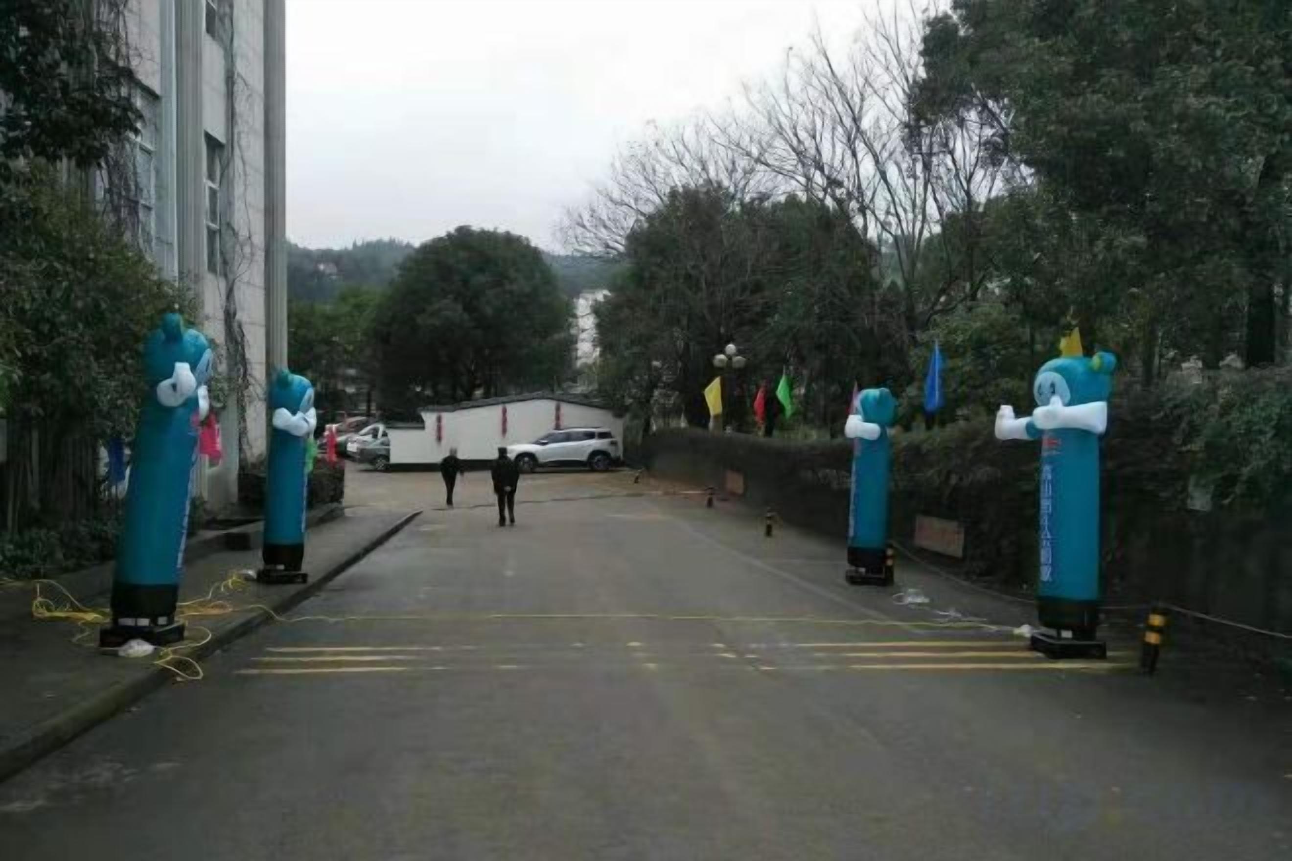 Una strada con dissuasori e un furgone bianco parcheggiato sul lato.