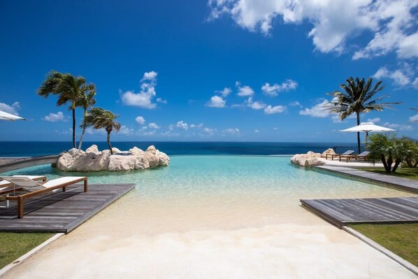 Pool - French Caribbean Style villa with 4 of the 5 bedrooms face the ocean. (Grand Case)