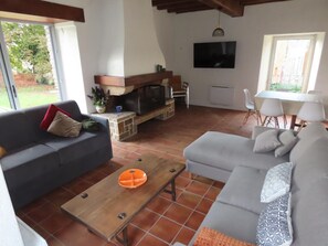 Televisión y chimenea 