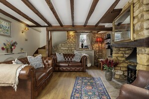 TV, fireplace, DVD player, books - 18th century period holiday cottage in the Cotswolds with garden - Lavender Cottage, Bourton (Cheltenham)