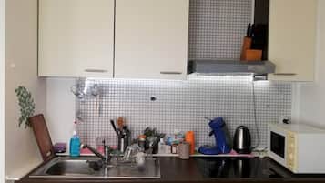Apartment | Private kitchen | Fridge, microwave, oven, stovetop