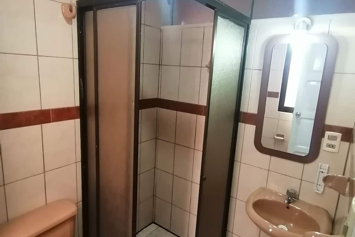 deluxe triple room | bathroom | shower, towels
