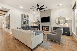 TV, fireplace, offices, printers