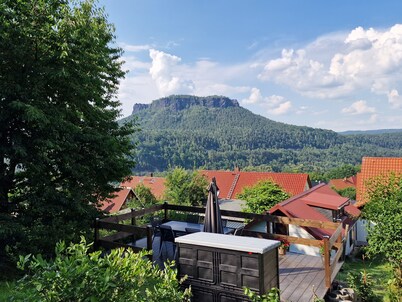 Vacation in nature - view of the Elbe Sandstone Mountains in Saxon Switzerland