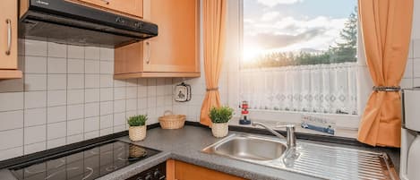 Fridge, oven, dishwasher, coffee/tea maker