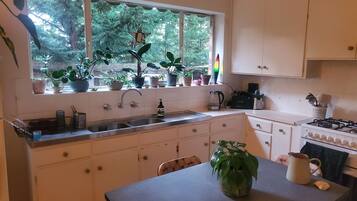 Fridge, microwave, oven, electric kettle