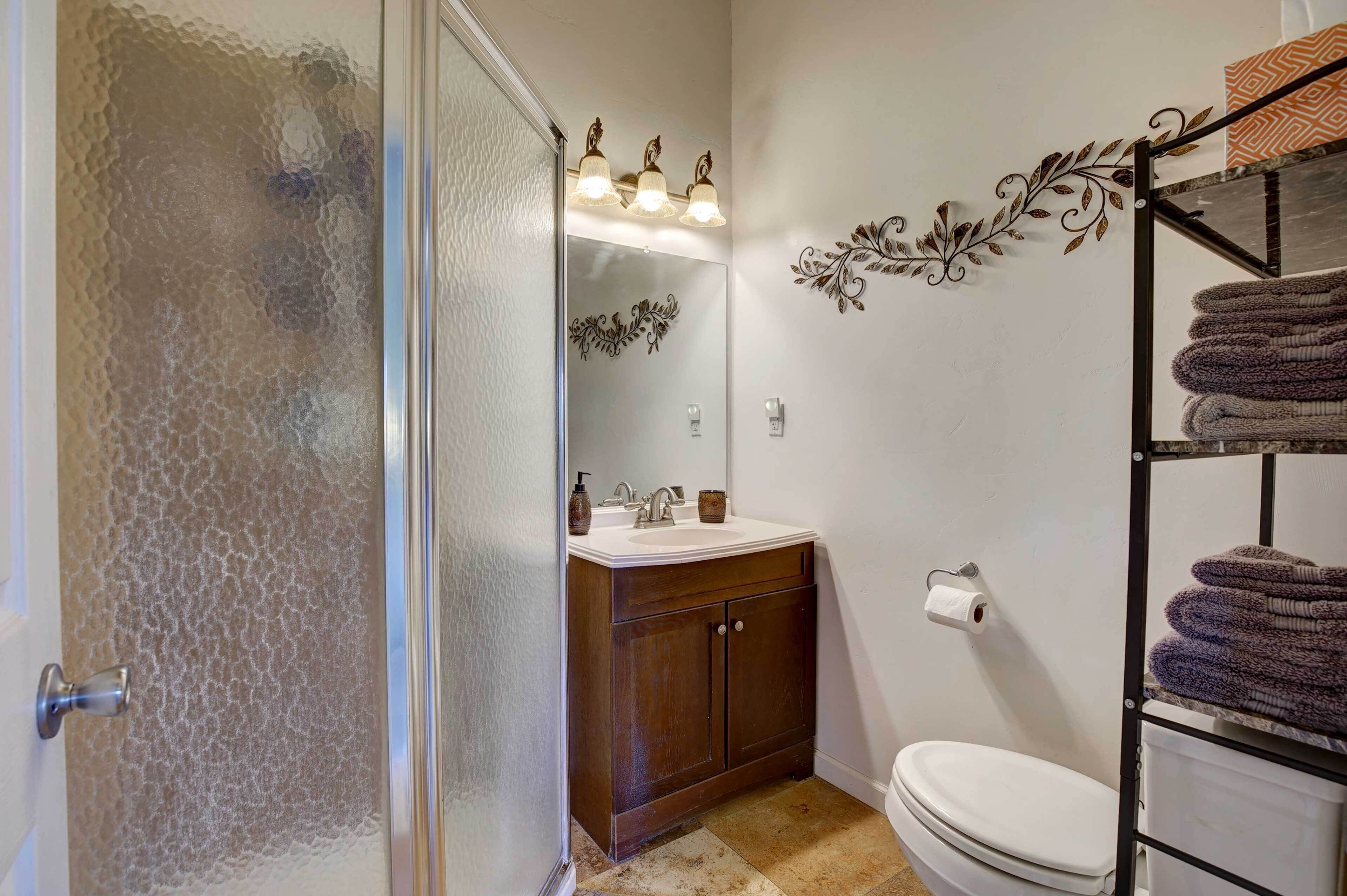 Free toiletries, hair dryer, towels