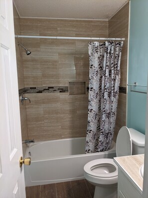 Combined shower/tub, hair dryer, towels, soap - Robyn's Nest (North Charleston)