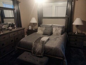 2 bedrooms, desk, iron/ironing board, travel crib