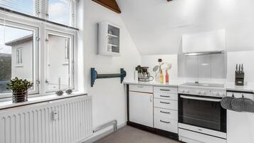 Fridge, stovetop, coffee/tea maker