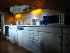 Kühlschrank, Mikrowelle, Herdplatte, Geschirrspüler