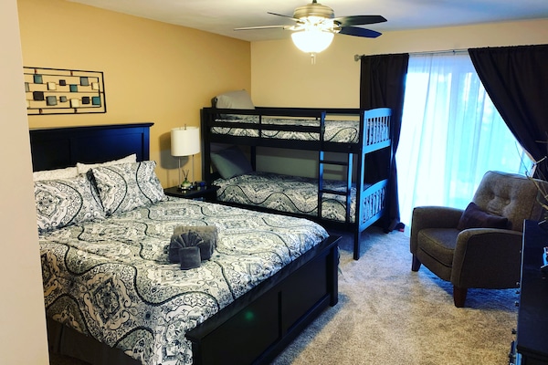 Bedroom 1 - one full and one set of bunk beds