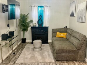 Smart TV, fireplace, video games