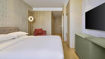 Premium bedding, blackout curtains, soundproofing, free WiFi