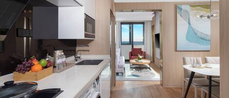 Premium bedding, blackout curtains, soundproofing, free WiFi