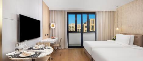 Superior Twin | Premium bedding, blackout drapes, soundproofing, free WiFi