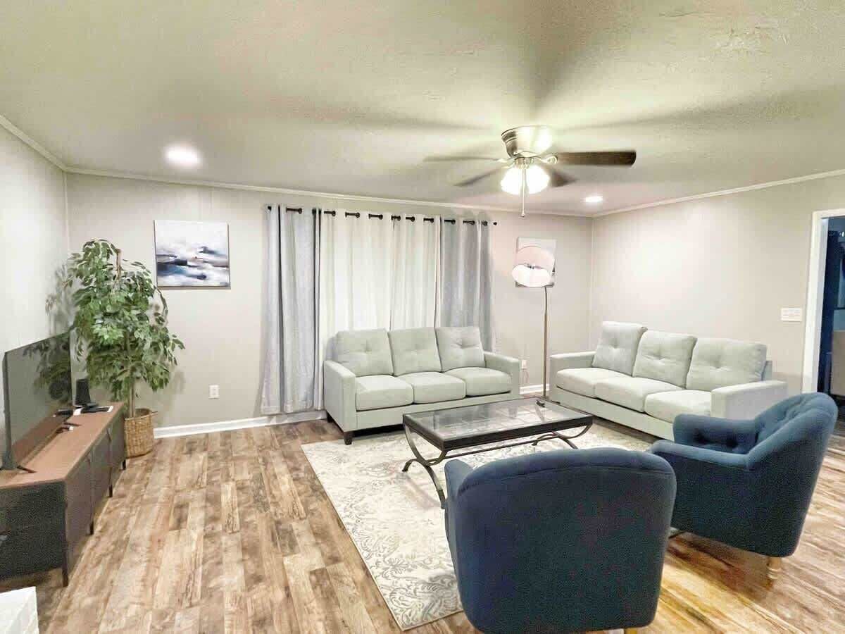 TV, fireplace, foosball, offices