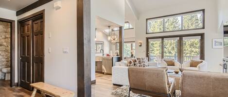 Smart TV, fireplace, DVD player, books
