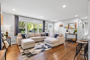 Living room with large sectional.