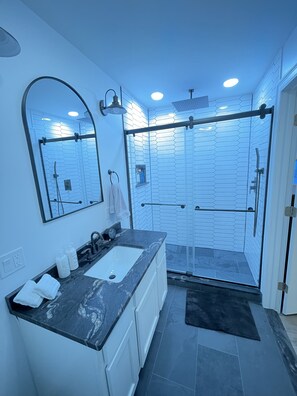 Combined shower/bathtub, towels, soap, toilet paper - 3,000 Sq Ft Historic Colonial Minutes from Okemo with Direct VAST Access (Mount holly)