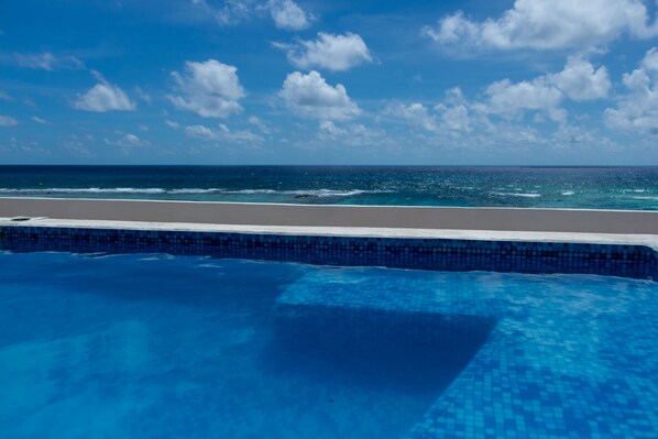 A rooftop pool