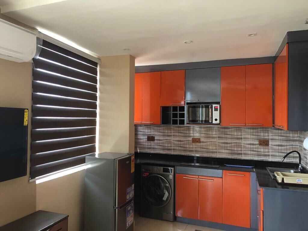 Fridge, microwave, stovetop, electric kettle