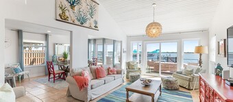 Waterfront home with dock, heated pool, & spectacular views- walk/bike downtown!