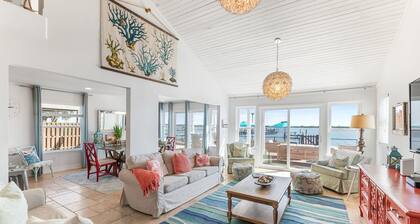 Waterfront home with dock, heated pool, & spectacular views- walk/bike downtown!