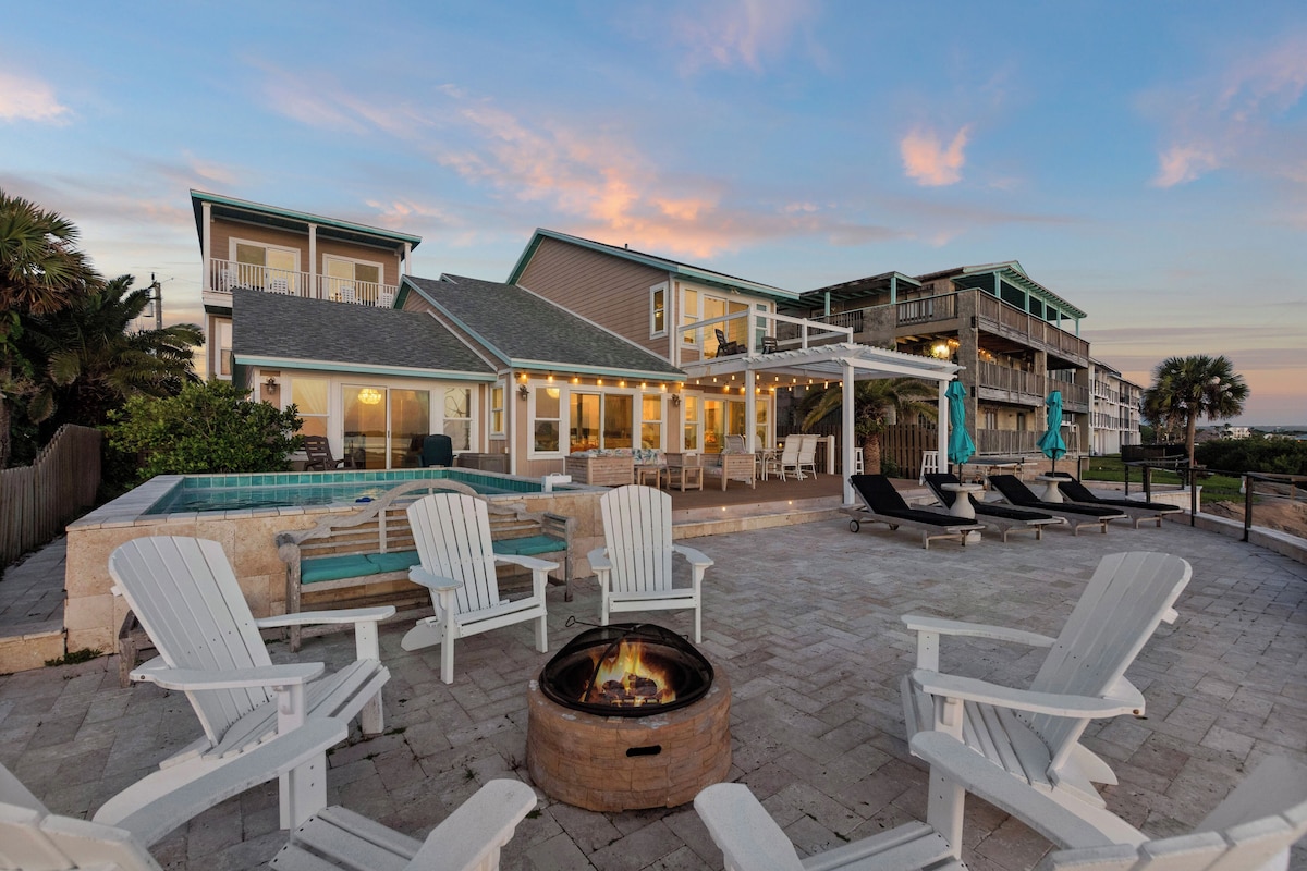 Waterfront home with dock, heated pool, & spectacular views- walk/bike downtown!