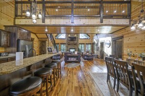 Interior - Treehouse View- Secluded Luxury Cabin w/ Game Room + Hot Tub + Creek (Broken Bow)