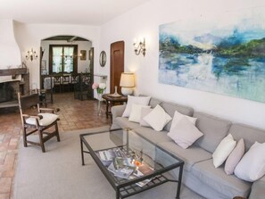 TV, fireplace, table football