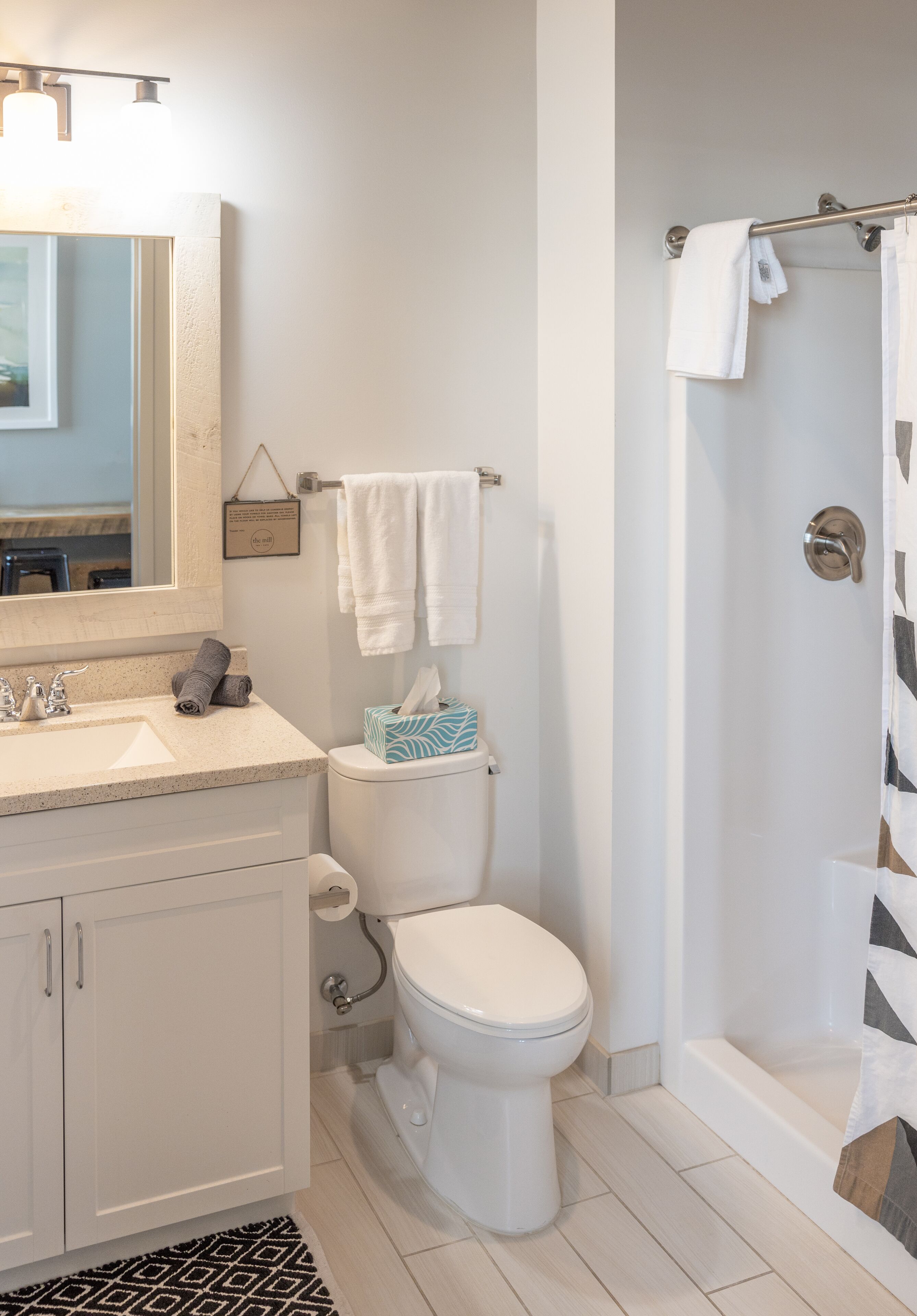 room 6 | bathroom | shower, hair dryer, towels