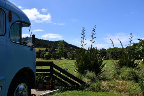 Evi the school bus at Oromahoe Downs Farm