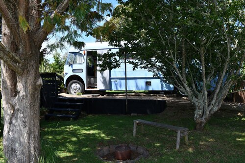 Evi the school bus at Oromahoe Downs Farm