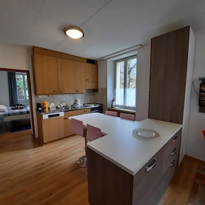 Romantic Apartment, Mountain View | Private kitchen | Fridge, oven, dishwasher, cleaning supplies - LA PERGOLA (Faido)
