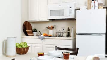 Fridge, microwave, stovetop, freezer